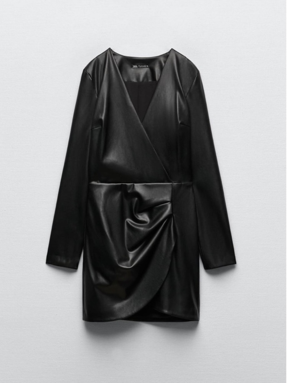 ZARA DRAPED FAUX LEATHER DRESS - Picture 4 of 11